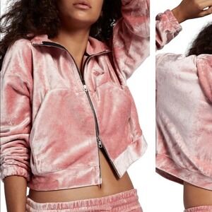 RARE NikeLab Pink Velour Essentials Hoodie Barbie Pink Size S Cozy Athleisure‎